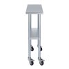 Amgood 24x12 Rolling Prep Table with Stainless Steel Top AMG WT-2412-WHEELS